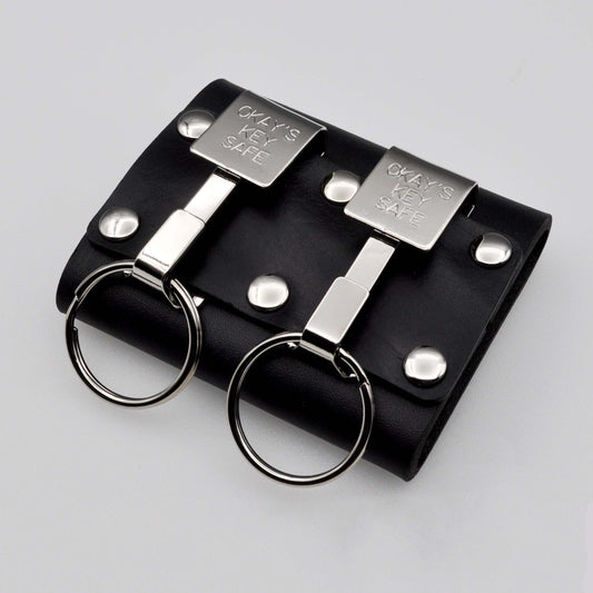 Okay's Key Safe Nickel, Top Grain Leather Key Holder (Double Clip)