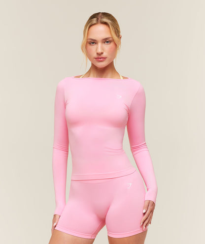 Everyday Seamless Wide Neck Long Sleeve Top