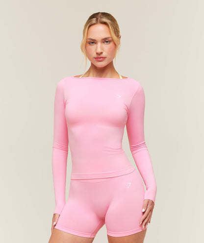 Everyday Seamless Wide Neck Long Sleeve Top