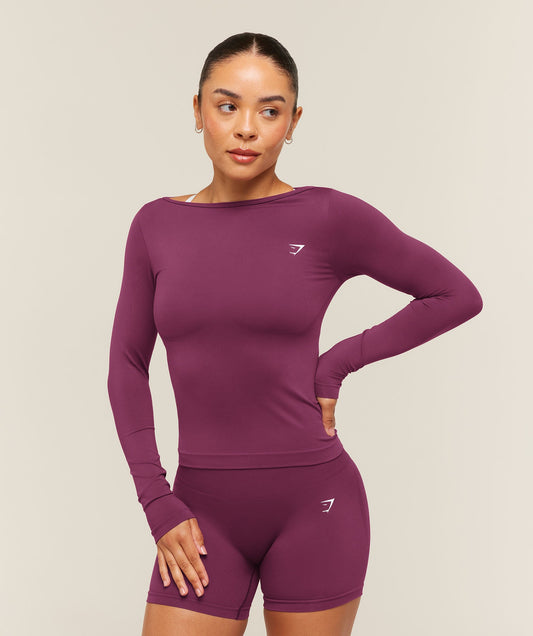 Everyday Seamless Wide Neck Long Sleeve Top