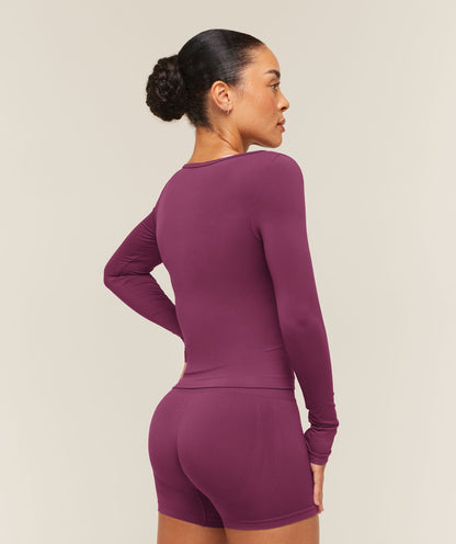 Everyday Seamless Wide Neck Long Sleeve Top