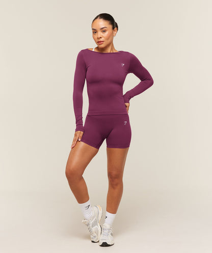 Everyday Seamless Wide Neck Long Sleeve Top