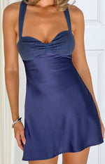 Jazzy Navy Contrast Rhinestone Mini Dress - PRE ORDER